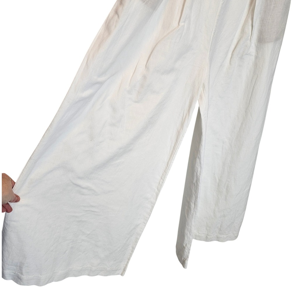 Hemant & Nandita Linen Blend Wide Leg Jumpsuit White Size Large Bridal Resort - Picture 3 of 15